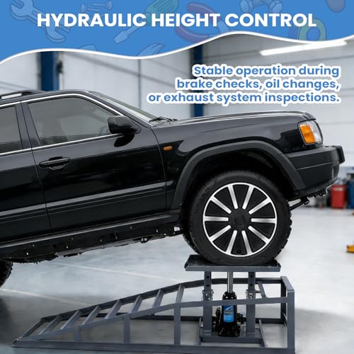 Generic 2 PCS Low Profile Car Lift Service Ramps Adjust Heights 9.8-15in Portable Auto Service Ramps 5T/11000LBS Capacity for Home Garage Maintenance Oil Changes