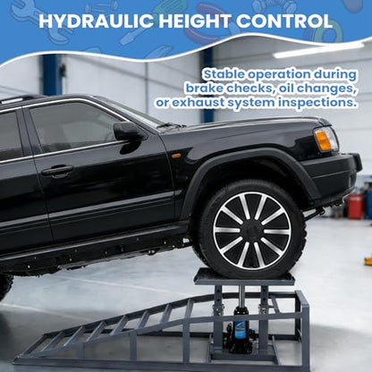 Generic 2 PCS Low Profile Car Lift Service Ramps Adjust Heights 9.8-15in Portable Auto Service Ramps 5T/11000LBS Capacity for Home Garage Maintenance Oil Changes