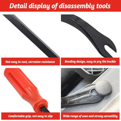 3 Pcs Auto Trim Removal Tool Set,Clip Remover Tool,Auto Clip Pliers Set and Fastener Remover,Car Trim Rivet Removal Pry Tool Repair Kit,with Storage Bag for Car Door Panel Dashboard,Red