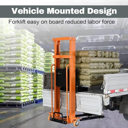Electric Pallet Stacker Electric Forklift Capable of Boarding Trucks Pallet Lift 1300lbs Capacity 63" Lifting Height Material Lift with Fixed Legs - color: 63" Lifting