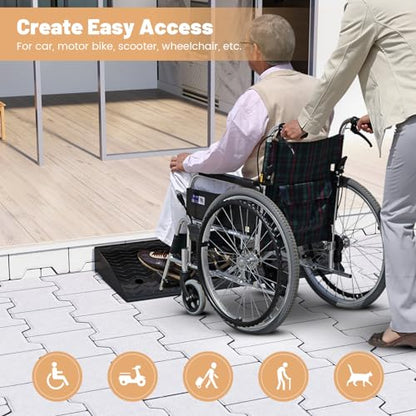 Curb Ramp 2 Pack, 4.5鈥?Raised Height Rubber Threshold Ramps Set w/Predrilled Holes & 4 Expansion Bolts, 6800 lbs Max Load, Anti-Slip Driveway Ramps for Car, Motorcycle, Wheelchairs, Scooters