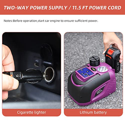 TYAYT Electric Car Jack Kit, 5 Ton Cordless Hydraulic Car Jack, 12V Portable Car Jack with LED Light for SUV MPV Sedan, Lifting Range 6.6 to 17.5 Inch（Purple） - size: 5Ton Cordless Jack (Purple)