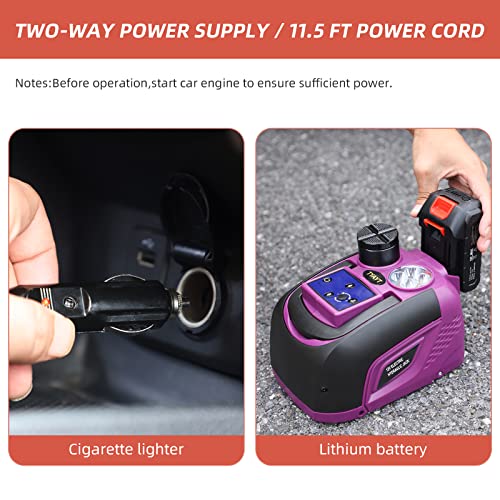 TYAYT Electric Car Jack Kit, 5 Ton Cordless Hydraulic Car Jack with Electric Impact Wrench, 12V Portable Car Jack with LED Light for SUV MPV Sedan, Lifting Range 6.6 to 17.5 Inch（Purple） - size: 5Ton Cordless Jack & Wrench (Purple)