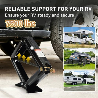 RV Scissor Jack Stabilizer 7500lbs Heavy Duty 24" RV Trailer Stabilizer Leveling Scissor Jack for RV Camper with Crank Handle (New 24’‘ 2pc) - size: New 24’‘ 2pc