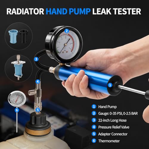 28PCS Coolant Pressure Tester & Vacuum Refill Kit, Radiator Pump Pressure Tester Kit for Automotive Cooling System Water Tank Leakage Detection, Fits Most Vehicles, Cars, SUVs, and Trucks