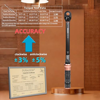 Torque Wrench 1/2-Inch Drive Dual Range Scales 10-170 Ft-Lb/13.56-230.5Nm, ±3% Precision, 72 tooth Dual-direction Torque Wrenches for Moto, Car, Truck Maintenance - size: 【1/2-Inch DR.10-170 FT.LB】