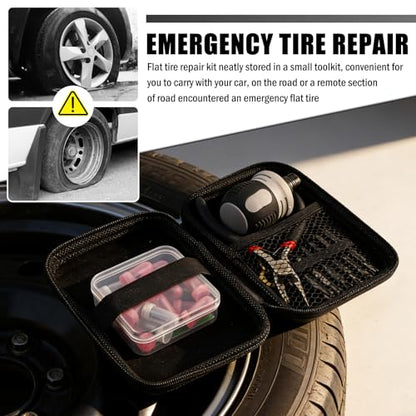 29PCS Tire Plug Kit,Self-Service Tire Repair Rubber Nail Kit Includes Ratchet Screwdriver,Pliers,Screw in Tires Plugs,Universal Tires Repair Kits for Quick Puncture Repairs