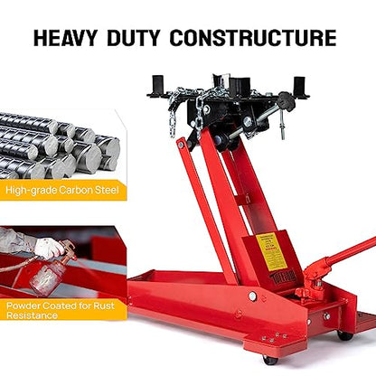 TUFFIOM Hydraulic Transmission Service/Floor Jack Lift 1/2 Ton (1,000 lb) Capacity, Low Profile Roll-Under Floor Trolley, Automotive Shop Tool Hoist Lift Lifting Jack, Red