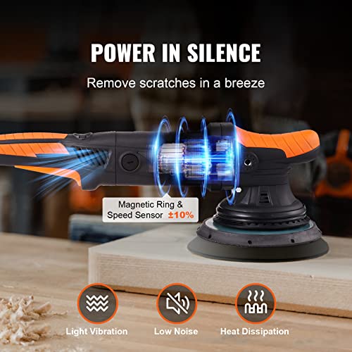 Happybuy Buffer Polisher, 6-Inch Random Orbital for Car Detailing, 6 Variable Speed 1900-4600RPM Dual Action Polisher Waxer Kit, Detachable Handle for Car, Boat, Ideal for Polishing and Waxing