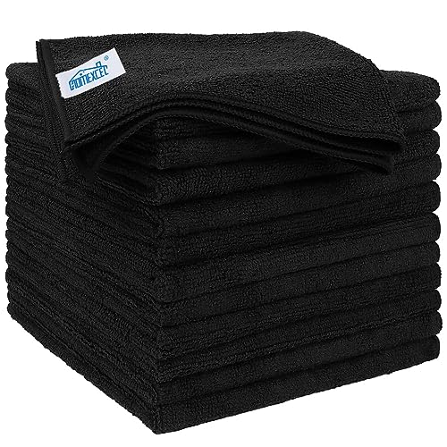 HOMEXCEL Microfiber Cleaning Cloths 12 Pack, Premium 16 x 16 inch Microfiber Towel for Cars, Ultra Absorbent Car Washing Cloth, Lint Free Streak Free Wash Cloths for Car, Kitchen, and Window, Black - color: Black, size: 16 x 16 Inch