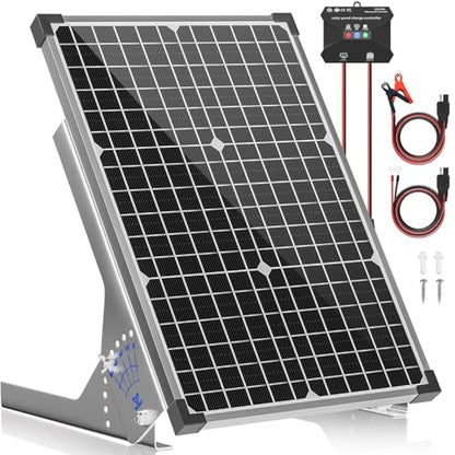 Voltset 30W Solar Panel Kit, 12V Solar Battery Trickle Charger Maintainer + 10A MPPT Charge Controller + Adjustable Mount Bracket,Waterproof Solar Panel Battery Charger for Car Boat Marine RV Roof - size: 30W