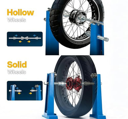 Motorcycle Wheel Balancer & Truing Stand, Heavy-Duty Static Tire Balancing Tool with Precision Bearings & Adjustable Cones, Fits Dirt Bike, Sport Bike & Motorcycle Wheels up to 35”