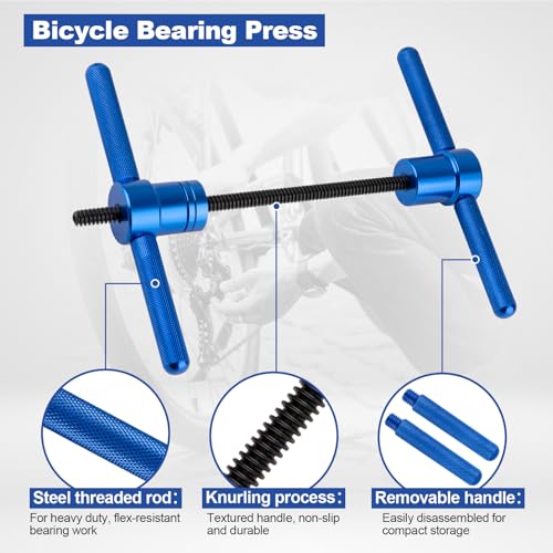 Bearing Press Kit for Bicycle Hub & Pivot, 25PCS Universal Tool | Soft-Tail Frame Pivot Installation, Bushing Tool Included, Durable Steel Build, Fits Most MTB/Road Bike Hubs