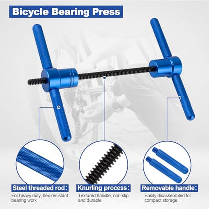 Bearing Press Kit for Bicycle Hub & Pivot, 25PCS Universal Tool | Soft-Tail Frame Pivot Installation, Bushing Tool Included, Durable Steel Build, Fits Most MTB/Road Bike Hubs