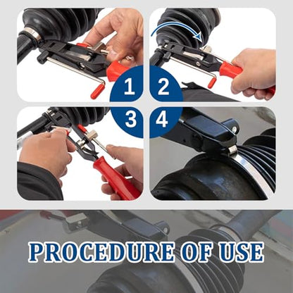 Stacool Thickened CV Boot Clamp Tool Kit,CV Joint Ear Clamp Pliers with 20 CV Boot Clamp to Securely Fasten CV Joint,Universal CV Axle Boot Repair Kit Car Accessories for Car Truck SUV ATV