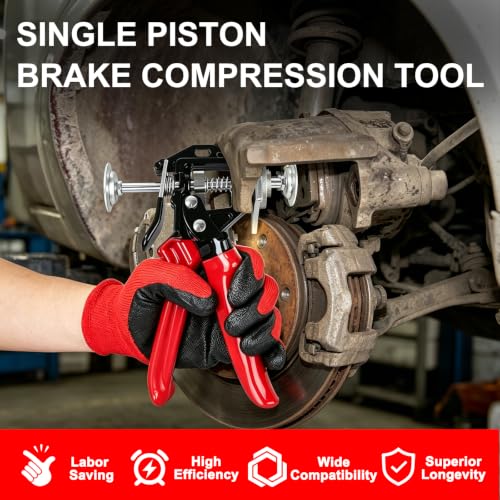 Quick Brake Caliper Compression Tool for Single Piston Disc Brake Calipers | Heavy Duty Brake Piston Compressor for Brake Pad Replacement on Most Cars, SUVs & Light Trucks - size: Single Brake Pad Spreader