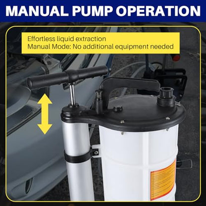 DASBET 9L Fluid Extractor Manual Oil Changer Vacuum | Hand Operated Engine Oil Change Fluid Extractor Hand Pump Tank Remover - size: 9L