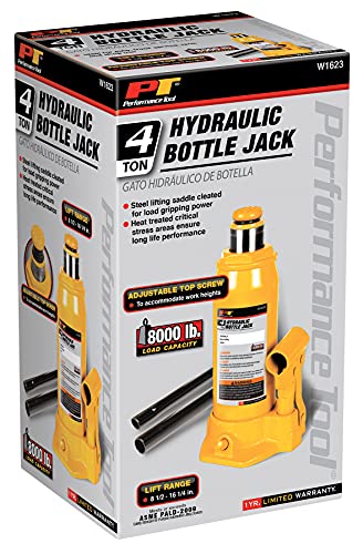 Performance Tool W1623 4-Ton (8,000 lbs.) Heavy Duty Hydraulic Bottle Jack - size: 4-Ton