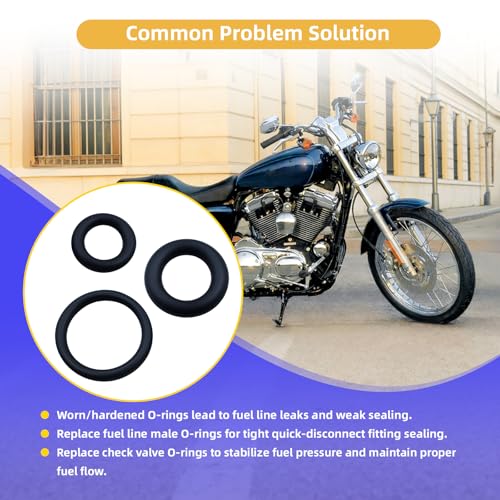 Fuel Line Quick Disconnect O-Ring Kit for Harley-Davidson EFI Models 2001+ | Fuel Tool Check Valve O-Rings and Male Fuel Line End O-Rings Set, Fits Street Glide Road King Softail Sportster