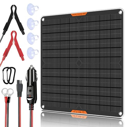 20 Watt 12 V Solar Car Battery Charger & Maintainer | Portable Solar Panel Trickle Chargerr for Car, Boat, Automotive,RV - size: 20W