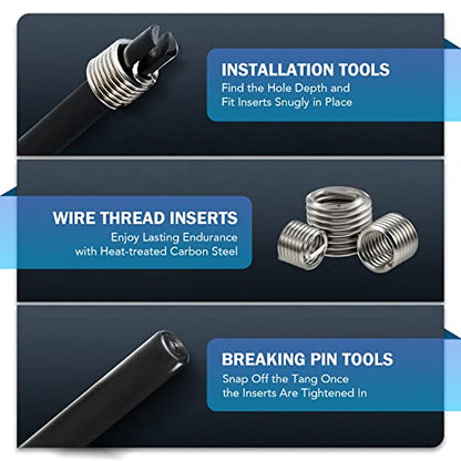 Orion Motor Tech Thread Repair Kit, SAE and Metric Thread Restorer Kit with HSS Drill Bits Inserts Taps Break Off Tools, Rethreading Tools in 1/4" 5/16" 3/8" 7/16" 1/2" & M5 M6 M8 M10 M12 Sizes - size: Metric & SAE Set