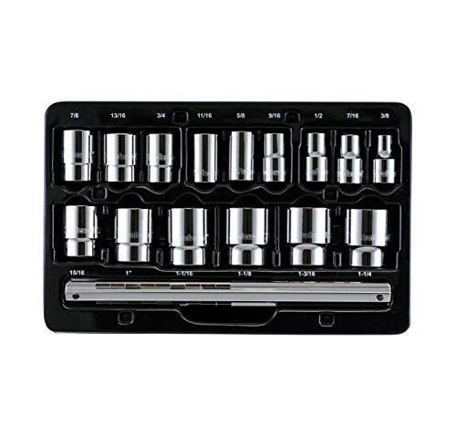 S08201 1/2" Drive Standard SAE Socket Set, 15 Piece, 12 Point - size: 1/2 Inch Drive, style: STANDARD
