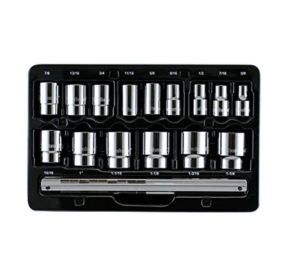 S08201 1/2" Drive Standard SAE Socket Set, 15 Piece, 12 Point - size: 1/2 Inch Drive, style: STANDARD