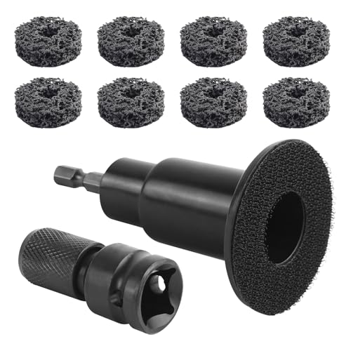 FLYPIG Wheel Hub Cleaning Tool, Wheel Stud Cleaner Resurfacing Tool Kit | Stud Removal Tool With 8 Pads, Quick Rust Removal On Lug Studs And Brake Rotors, For 1/2" Driven Wrenches Or Electric Drills
