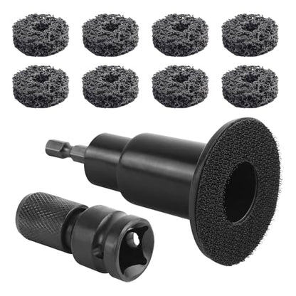 FLYPIG Wheel Hub Cleaning Tool, Wheel Stud Cleaner Resurfacing Tool Kit | Stud Removal Tool With 8 Pads, Quick Rust Removal On Lug Studs And Brake Rotors, For 1/2" Driven Wrenches Or Electric Drills