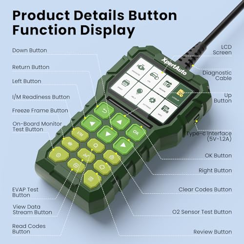 C303 OBD2 Scanner Live Data Professional Mechanic Universal OBDII Diagnostic Code Reader Tool for Clearing Fault Code Check Engine Light, Freeze Fram,I/M Readiness, Data Printing