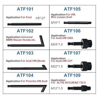 3 Liters Transmission Fluid Pump Oil Filling Filler System Fluid Transfer Pump Tool with 8 ATF Adapters - color: black