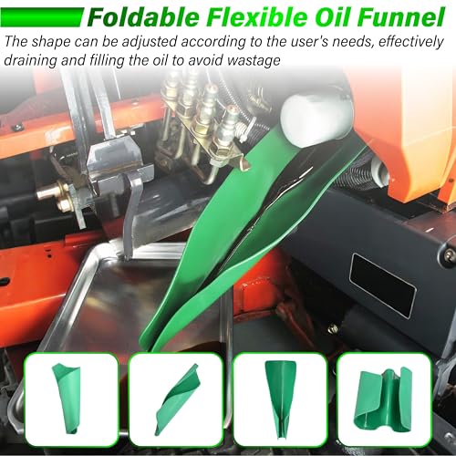 ecocstm Flexible Oil Funnel, Reusable Flex Funnels for Automotive Use | 14.7 x 6.7 Inch Form A Funnel, Foldable Funnel, Spill-Free Oil Change Tools for Most Cars, Trucks, Motorcycles (Green)