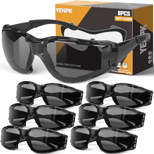 Safety Glasses for Men and Women, Anti-Fog UV Protection, Clear Lens Eye Protection Glasses Impact Resistant - color: 6pack-gray