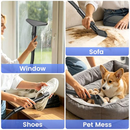 All-in-One Portable Carpet Spot Cleaner Machine, Handheld Upholstery Cleaner with Pet, Shoe & Window Brush Heads, & Cleaning Solution for Home Fabric, Car Glass & Shoe Stain Clean