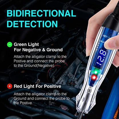 AWBLIN Automotive Test Light 3-60V DC Digital LED Circuit Tester, Heavy Duty Light Tester with Voltmeter, Auto Bidirectional Voltage Tester Electric Test Pen