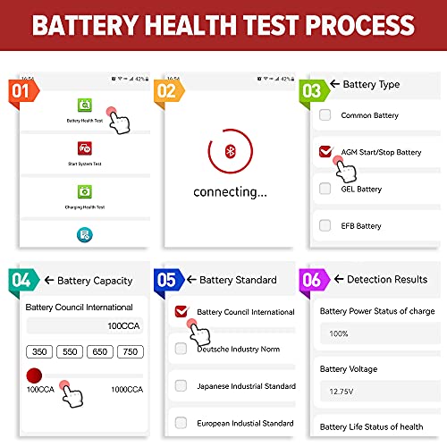 Launch Upgraded BST360 6V 12V Car Battery Tester, Bluetooth Battery Load Tester Charging Cranking System Analyzer for Android/iPhone/Launch X431, 100-2000 CCA Alternator Tester Voltmeter