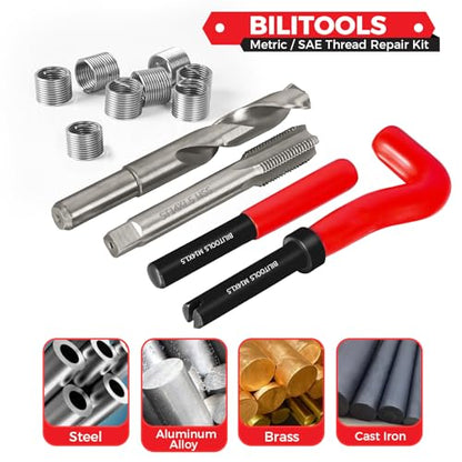BILITOOLS M14x1.5 Helicoil Thread Repair Kit Metric, HSS Drill Heli Coil Repair Kit - size: M14 x 1.5, style: Metric