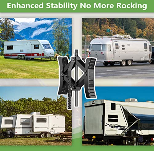 RVPNR217B RV Wheel Chock Stabilizer,Camper x chocks Travel Trailer, Wheel Chocks for Travel Trailers, Tire chocks rv Trailer (2 Packs) with Ratchet and Password Locks (Black) - color: Black