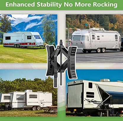 RVPNR217B RV Wheel Chock Stabilizer,Camper x chocks Travel Trailer, Wheel Chocks for Travel Trailers, Tire chocks rv Trailer (2 Packs) with Ratchet and Password Locks (Black) - color: Black