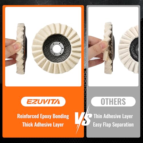 10PCS Wool Felt Polishing Disc Kit 4-1/2" Buffing Wheels | 5 High Density Wool Felt Wheels & 5 Polishing Compounds, 100% Pure Wool, Mirror Finish for Metal, Marble, Glass & Wood