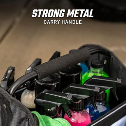 Slick Products Mobile Detailing Storage Caddy – Car Wash Organizer Tote for Detailing Supplies, Tools & Cleaning Products – Heavy-Duty Portable Storage with Carry Handle