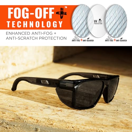 Ergodyne Skullerz SIXTEN Safety Sunglasses with Side Shields, Anti Fog - color: G15 Gray Lens