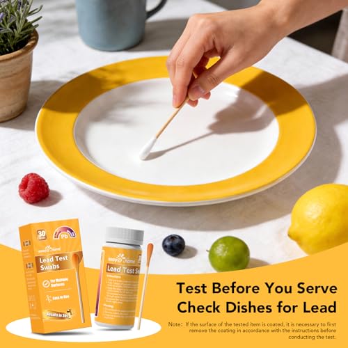 Easy@Home Lead Test Kit – 30 Rapid Swabs Without Vinegar, 30-Second Results | Surface Lead Screen for Painted Walls, Woodwork, Cabinets, Furniture, Toys, Dishes & Exposed Plumbing #EZLT-S:30