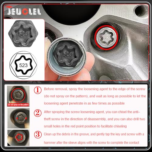 22PCS Wheel Locking Nut Key Kit Compatible with VW VAG Volkswagen | Wheel Lock Nut Socket Adapter Set, Anti-Theft Lug Removal Tool, Anti-Theft Screw Remover, Repair Tool, Tyre Fitting, garage - size: Kit 22 pieces