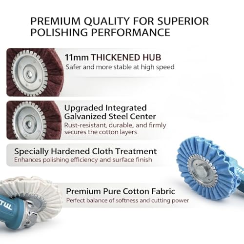 8" Airway Buffing Wheel, 10Pcs Aluminum Wheel Polishing Kit in Diameter 5/8 inch Arbor Hole, Polishing Compound and Aluminum Metal Polishing Wheel Kit for Angle Grinder Mirror Finish