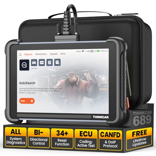 THINKCAR OBD2 Scanner Diagnostic Tool Lifetime Free, ThinkScan 689 Car Scan Tool with 34 Reset Function,Scanner for Car with 3000+ Active Test,Advanced ECU Coding BI-Directional,Autoauth for FCA SGW