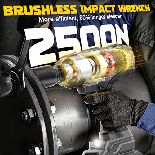 DIYtoolifz 3/4" Cordless Impact Wrench Compatible with Dewalt 20V Battery: 1850FT-LBS(2500N.m) High Torque Impact Driver, Auto-Stop Reverse, 4-Speed Heavy Duty Impact for Car/Truck/Mower(Bare Tool) - size: 3/4 inch, style: Compatible with Dewalt 20V Batte