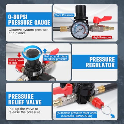 Turbo Boost Leak Tester Kit 10PC Boost Leak Tester Automotive Well-sealed Turbo/Emission/Cooling System Pressure Leakage Tester with 4 Pairs of Stepped Adapters 1-3/8" to 3-1/2", US & EU Air Fitting - style: 10PCS
