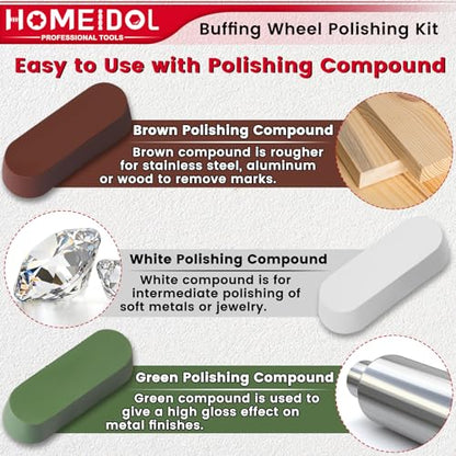 Polishing Wheel Kit 13pcs Buffing Wheels Cotton Abrasive Polishing Kit for Rotary Tools, Buffing Pads for Drill for Metal, Aluminum Wheel Polishing Kit for Chrome Wood Plastic Ceramic Glass - style: Style 1