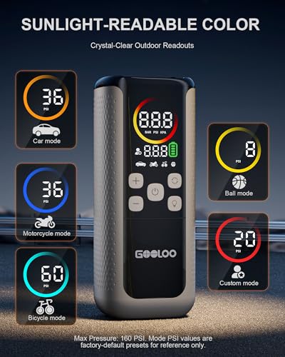 GOOLOO GT160 DUAL Heavy-Duty Tire Inflator Portable Air Compressor | Built for Heavy-Duty Vehicles • 160 PSI Max • Dual-Cylinder Pump • 10000mAh Battery • Fast Inflation
